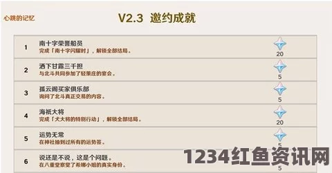 原神2.3版本新增成就一览